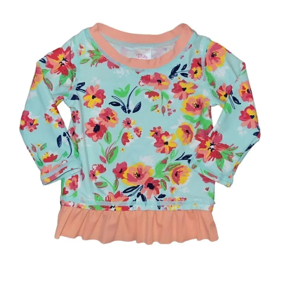 Ruffle Butts Floral Rashguard + Bottoms 2 piece Swimsuit Bathing Suit Set 6-12M